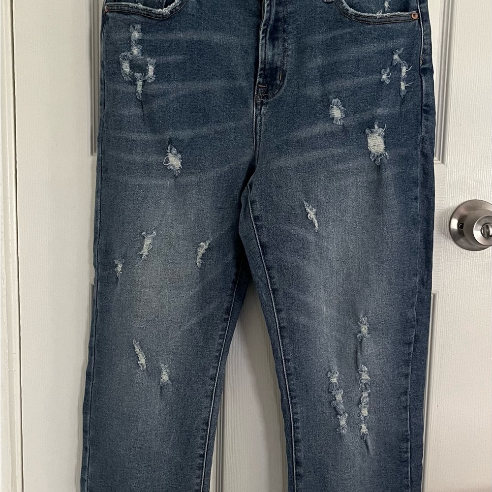 Distressed Blue Jeans